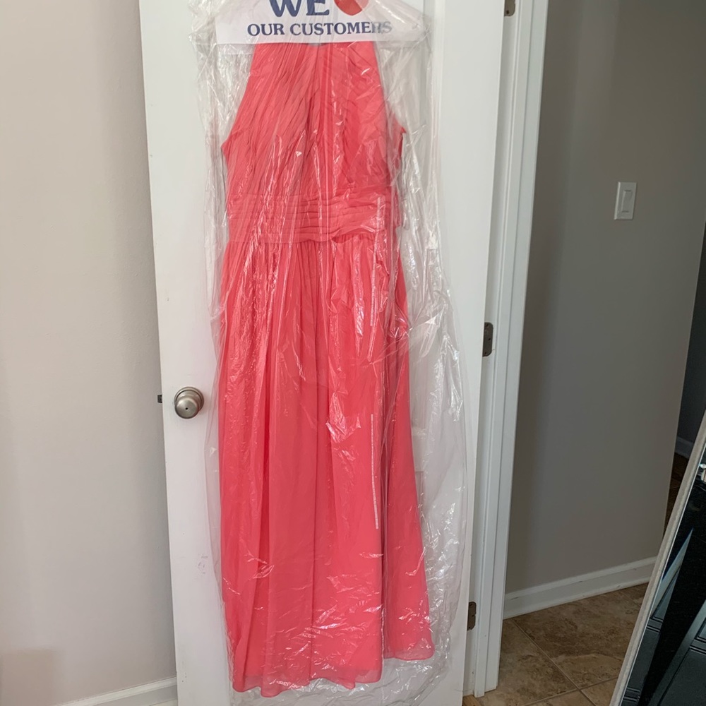 Bill Levkoff 1161 Halter Bridesmaid Dress Coral 22